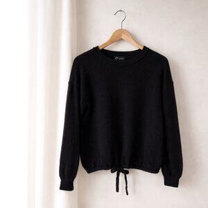 C By Bloomingdales Black Drawstring Cashmere Sweater